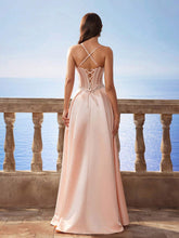 New Baroque Luxury Satin Spaghetti Strap Mermaid Style Long Bridesmaid Dress